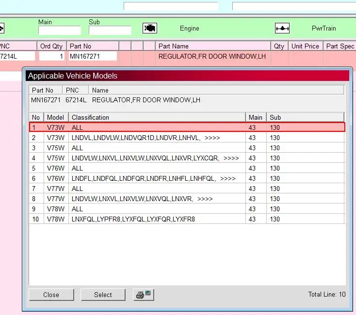 1 шт. регулятор окон для Pajero V70 2004-2006 без защиты от защемления Montero V73 FR RR подъемник