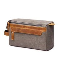 2022 new toiletry storage bag for men shaving kit crazy horse leather travel high capacity organize cosmetic tote canvas handbag
