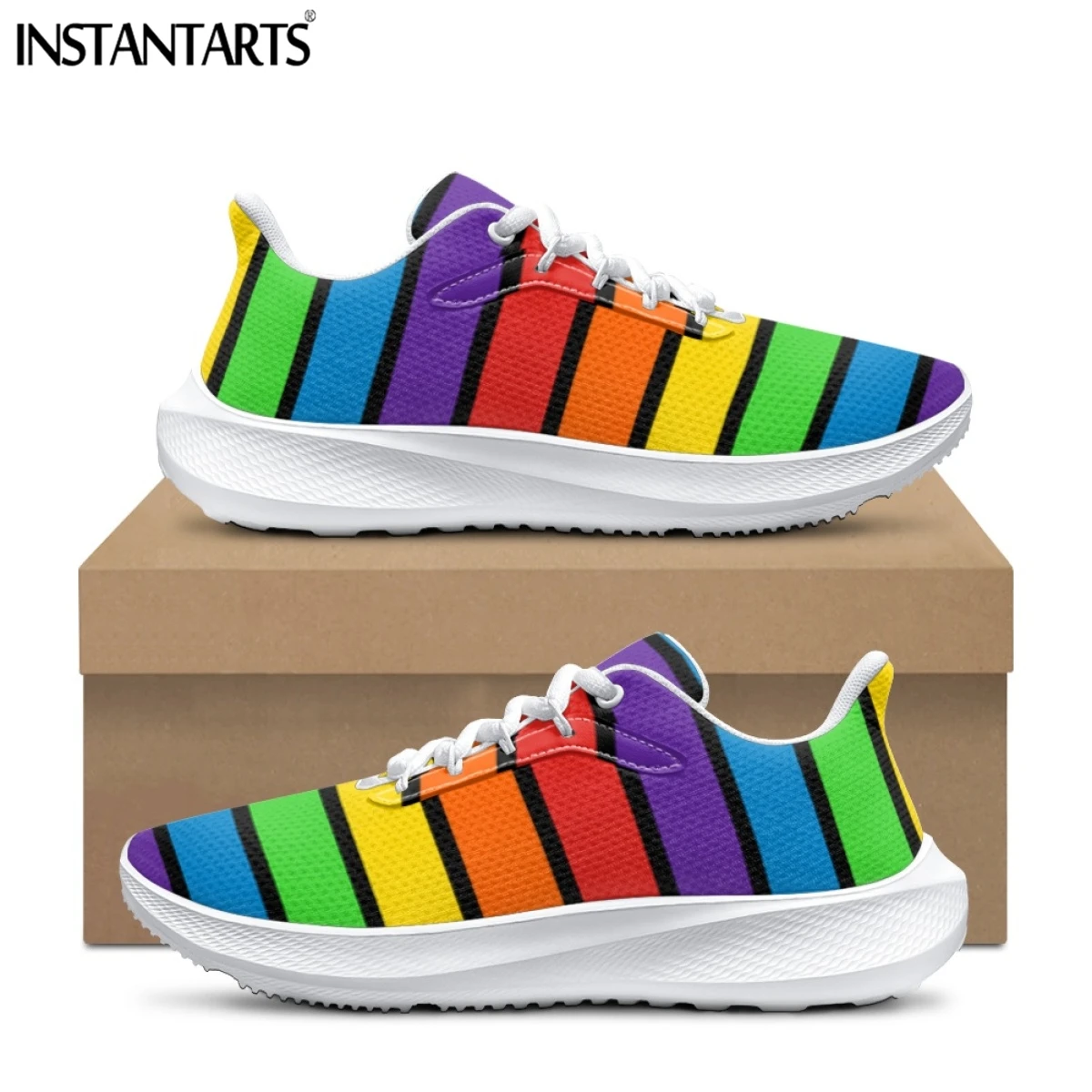 

INSTANTARTS 2023 Women Sneakers Shoes Pride Lgbt Friends Print Breathable Mesh Outdoor Grass Walking Gym Shoes Plus Size 36-46