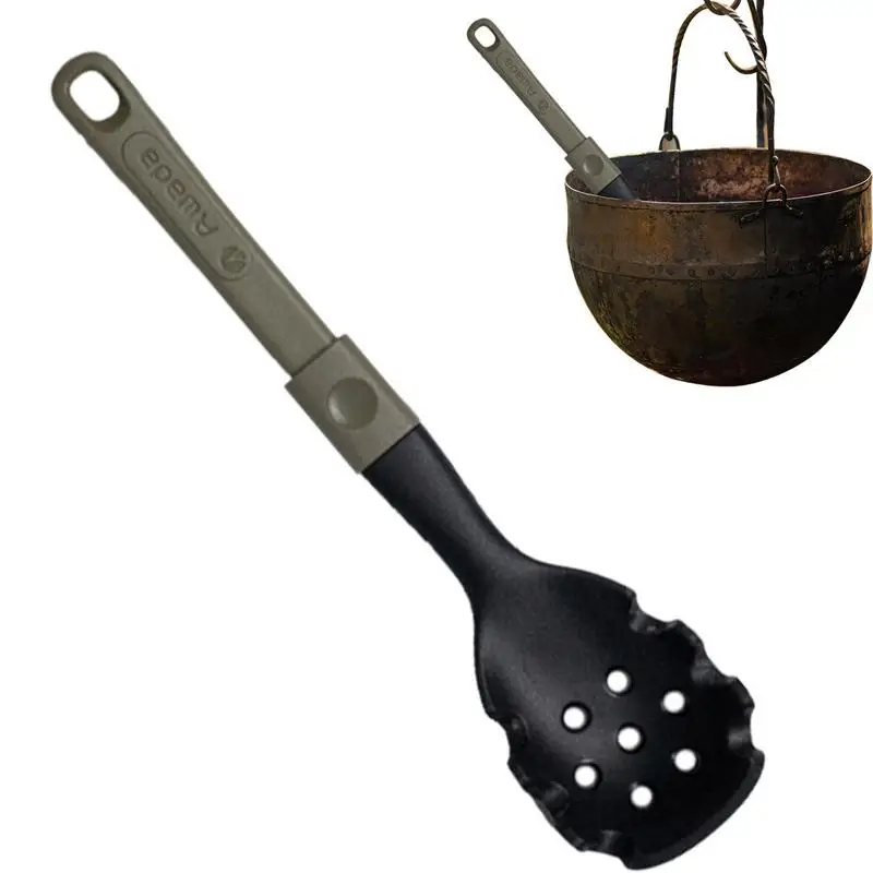 

Cooking Spoon Strainers Easy To Fold Large Spaghetti Spoon Hanging Silicon Scoop Colander Non-Stick Cooking Skimmers With Heat