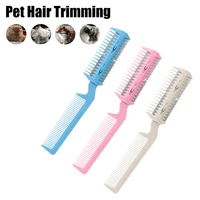 convenient hairdressing tool fur cleaner razor disassembled grooming comb cat brush dog scissor pet hair trimming