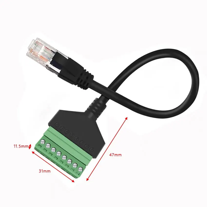 Переходник со штекера Ethernet RJ45 на 8-контактный винтовой разъем AV для камеры