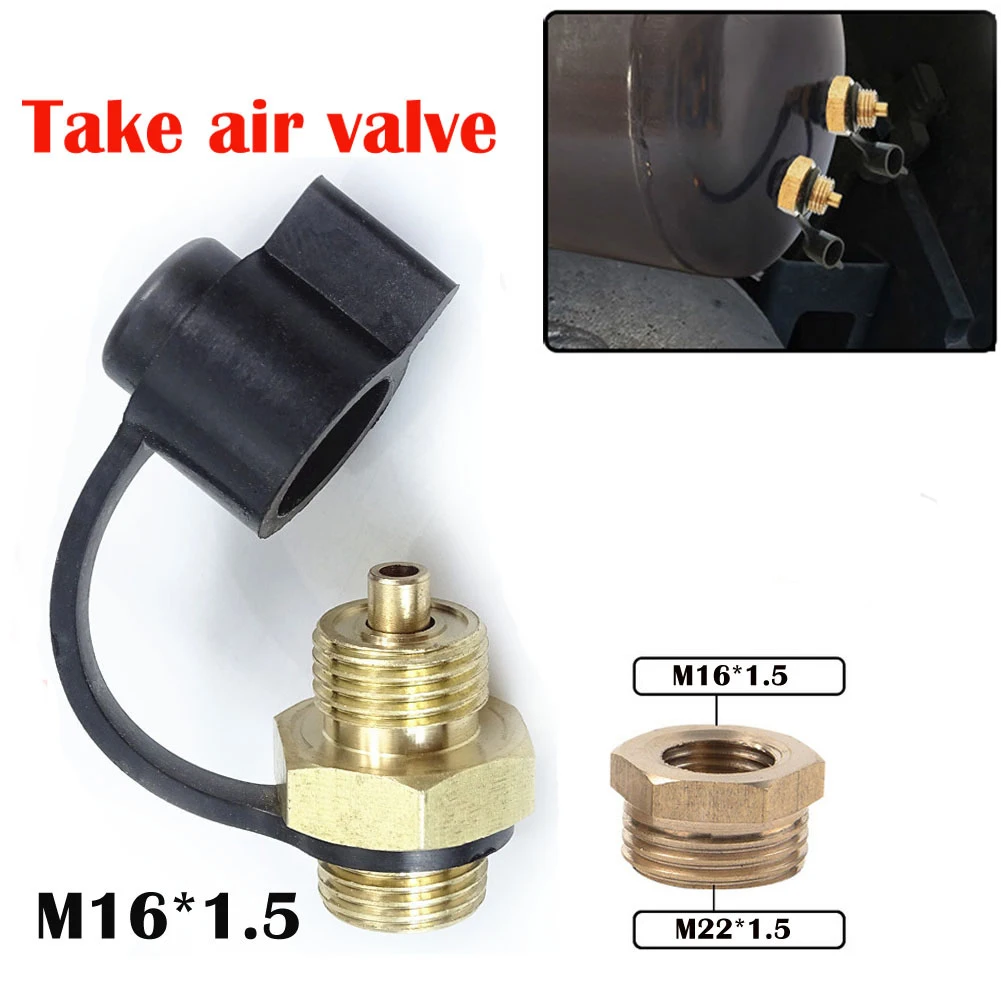 

M22 To M16 Take Air Valve Universal M16x1.5 Of Truck Silver 2pc Air Tank Connector For Air Intake Joint Durable