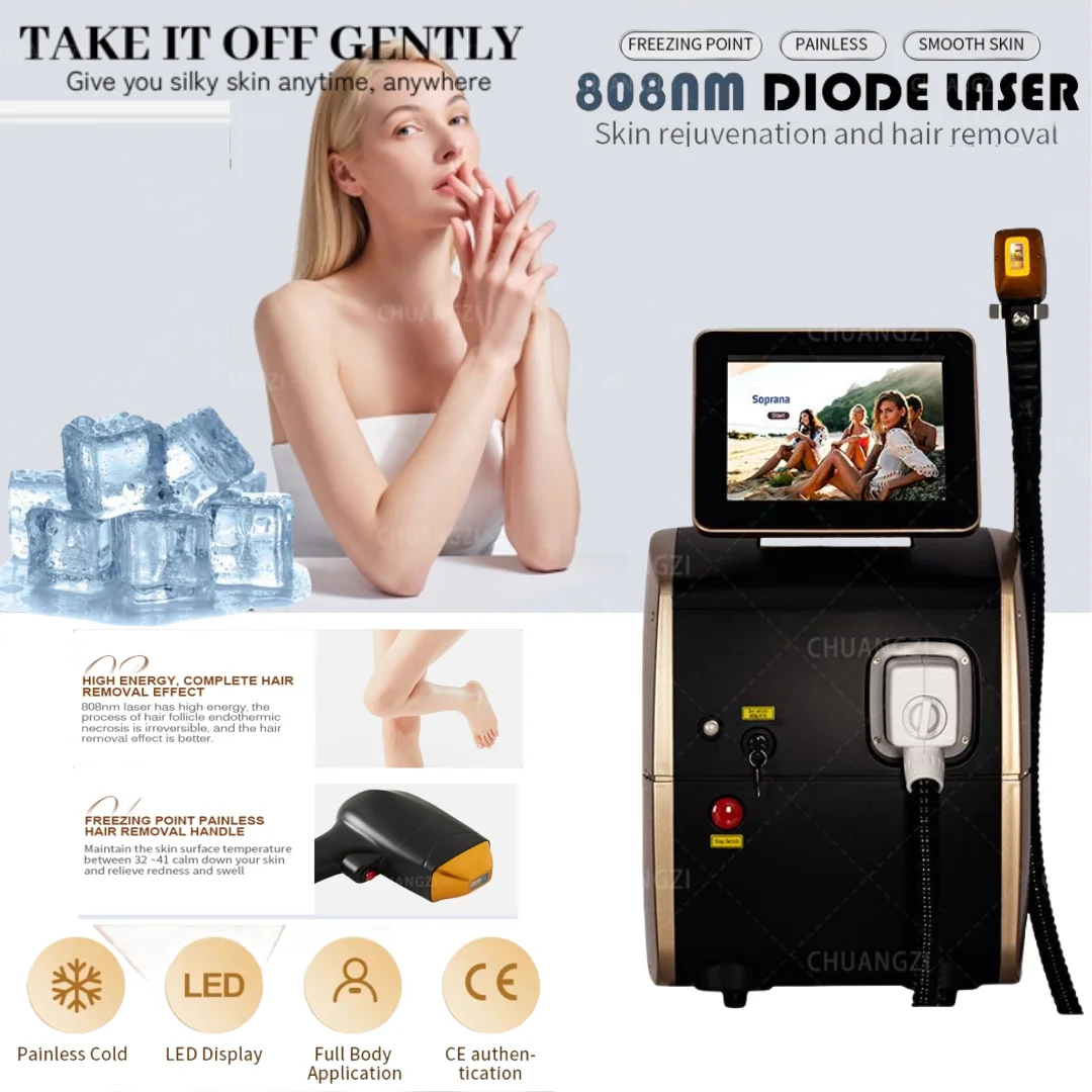 Тройная длина волны 808 Нм Омоложение кожи Ice Platinum Depilacion 5 волн 755 1064 нм Диодный