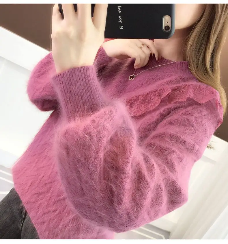 Fashion New Women's Imitation Mink Cashmere Sweater Autumn and Winter Ladies Thickened Warm Female Knitted Base Shirt