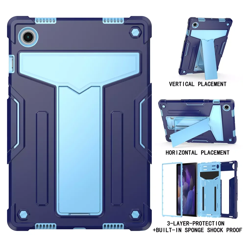 

Shockproof Stand Fundas Tablet Cover for Samsung Galaxy Tab A 8 A8 10.5 2021 X200 X205 Case Coque PC Silicone Shell Housing