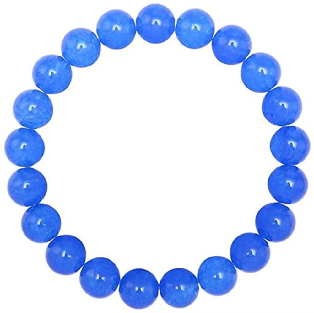 

Natural Gemstone Blue Agate Bracelet 7.5 inch Stretchy Chakra Stones 8mm Beads Healing Crystal Quartz Women Men Girls Gifts