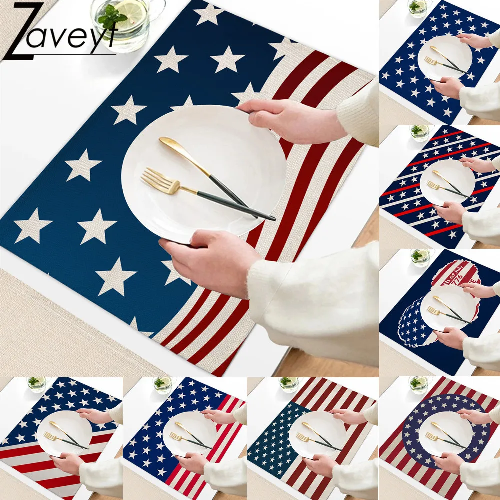 

American Flag Stars and Stripes Place mats 4th of July Decorations Placemats 12x16 Inches Memorial Day Freedom Independence Day