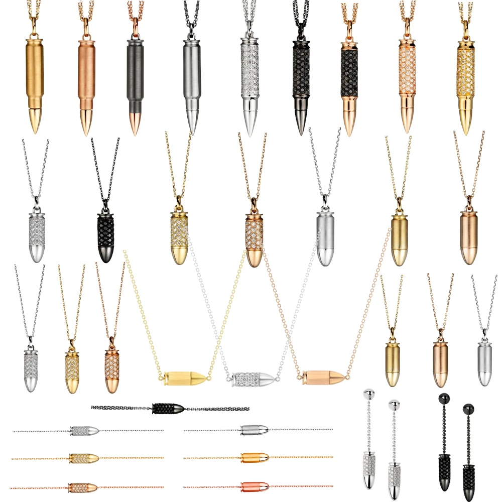 Подвеска в виде пули из серебра 925 пробы 18 К