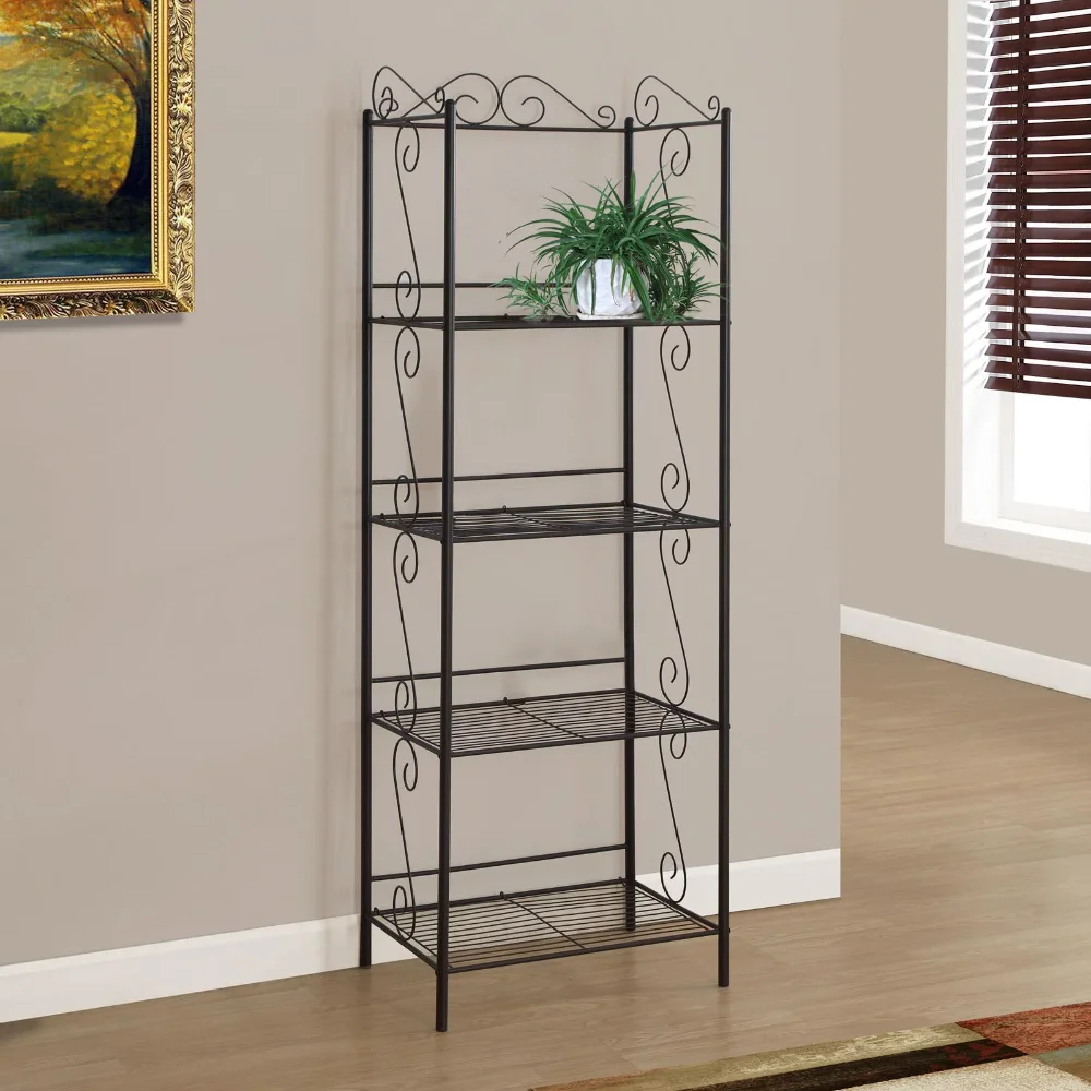 

Bookshelf, Bookcase, Etagere, 4 Tier, 70"H, Office, Bedroom, Metal, Brown, Traditional furniture decoration Classical elegance