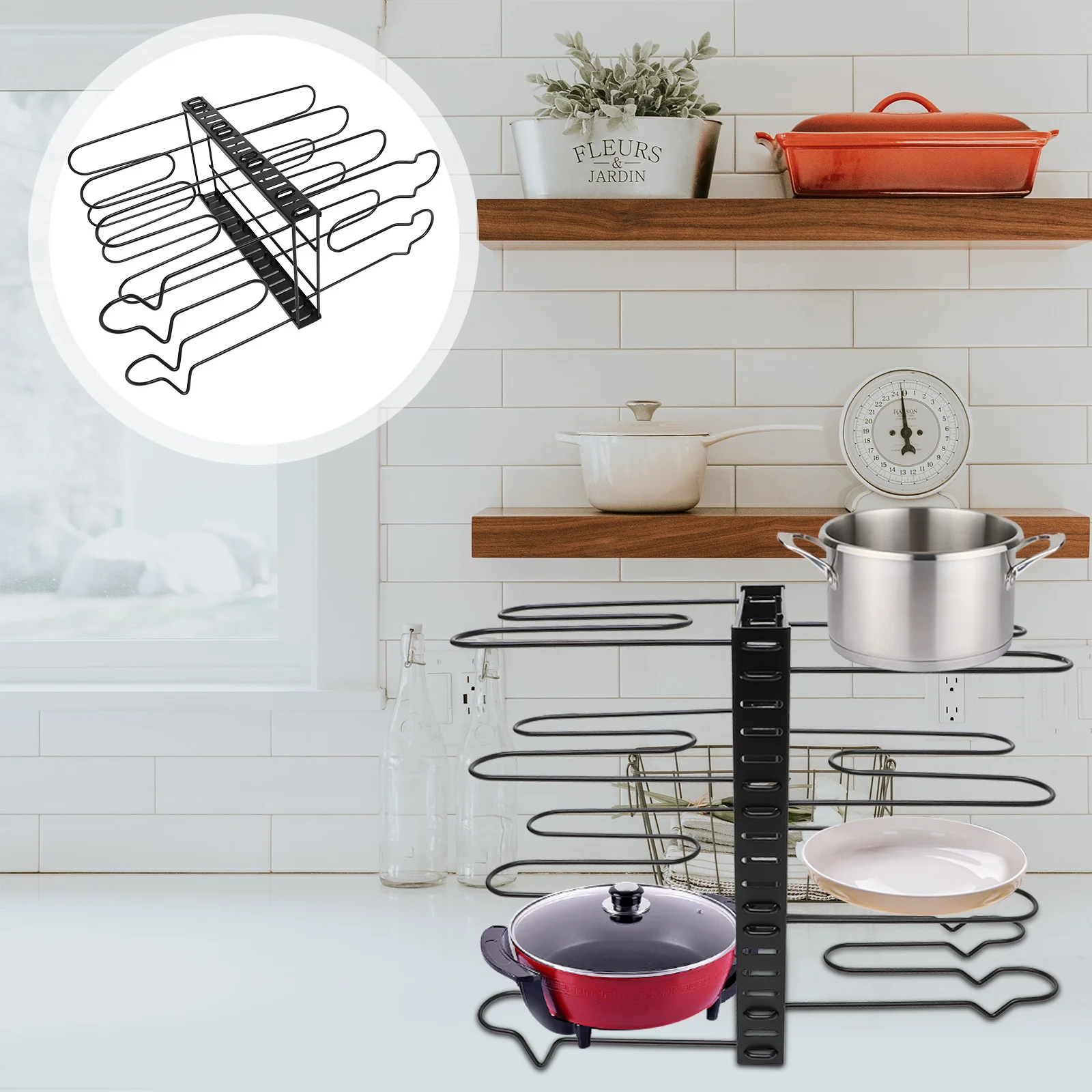 

1 Set Hanging Pot Rack Frying Pan Rack Kitchen Utensil Rack Stainless Steel Pot Rack Kitchen Storage Rack