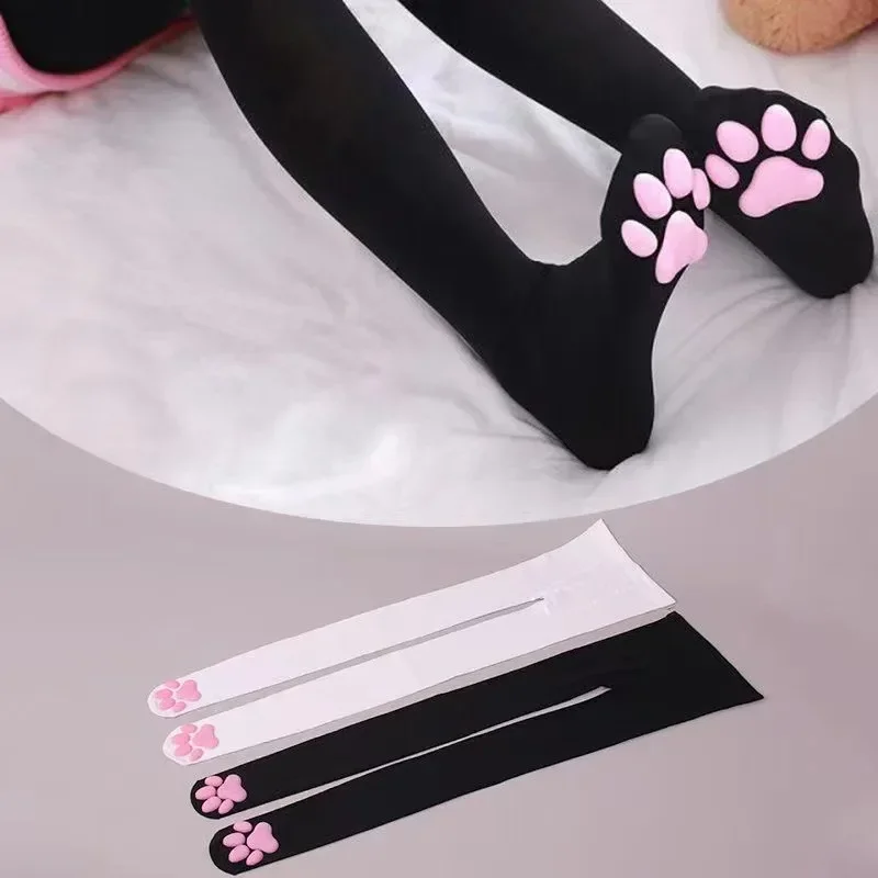 Чулки женские до бедра в готическом стиле с кошачьими лапками | AliExpress