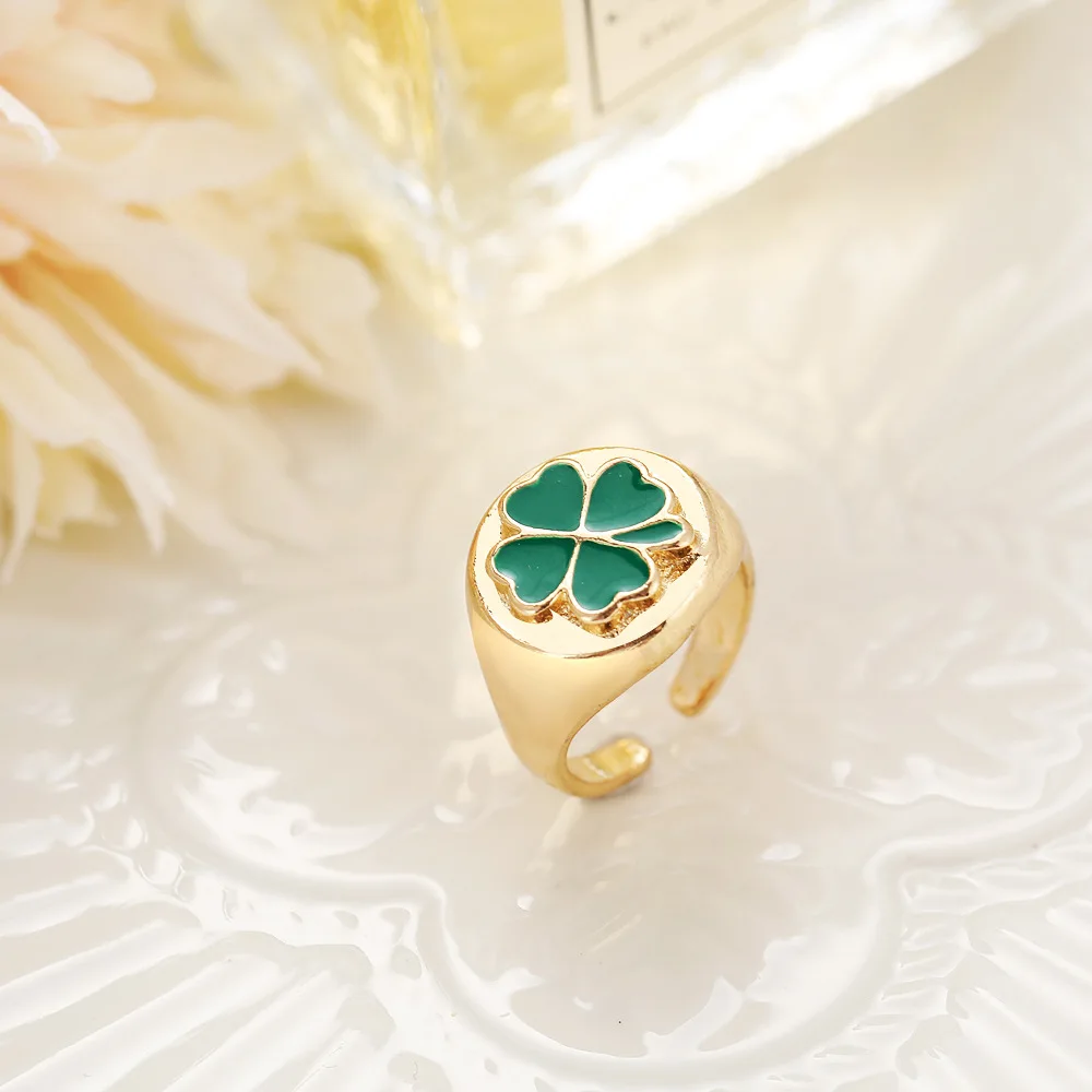 

Simple Flower Ring Four Leaf Clover Rings for Women Men Happiness Forever