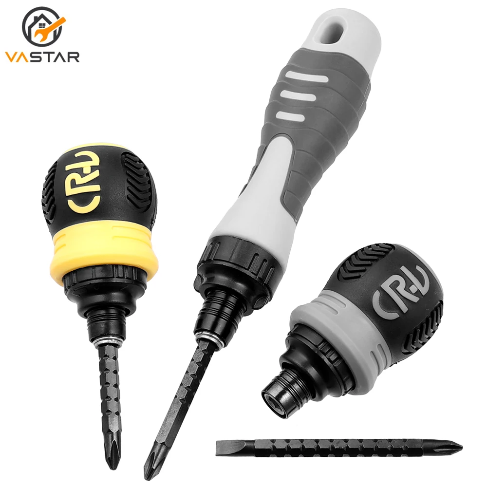 Набор отверток Vastar из хромованадиевой стали с трещоткой и короткой ручкой |