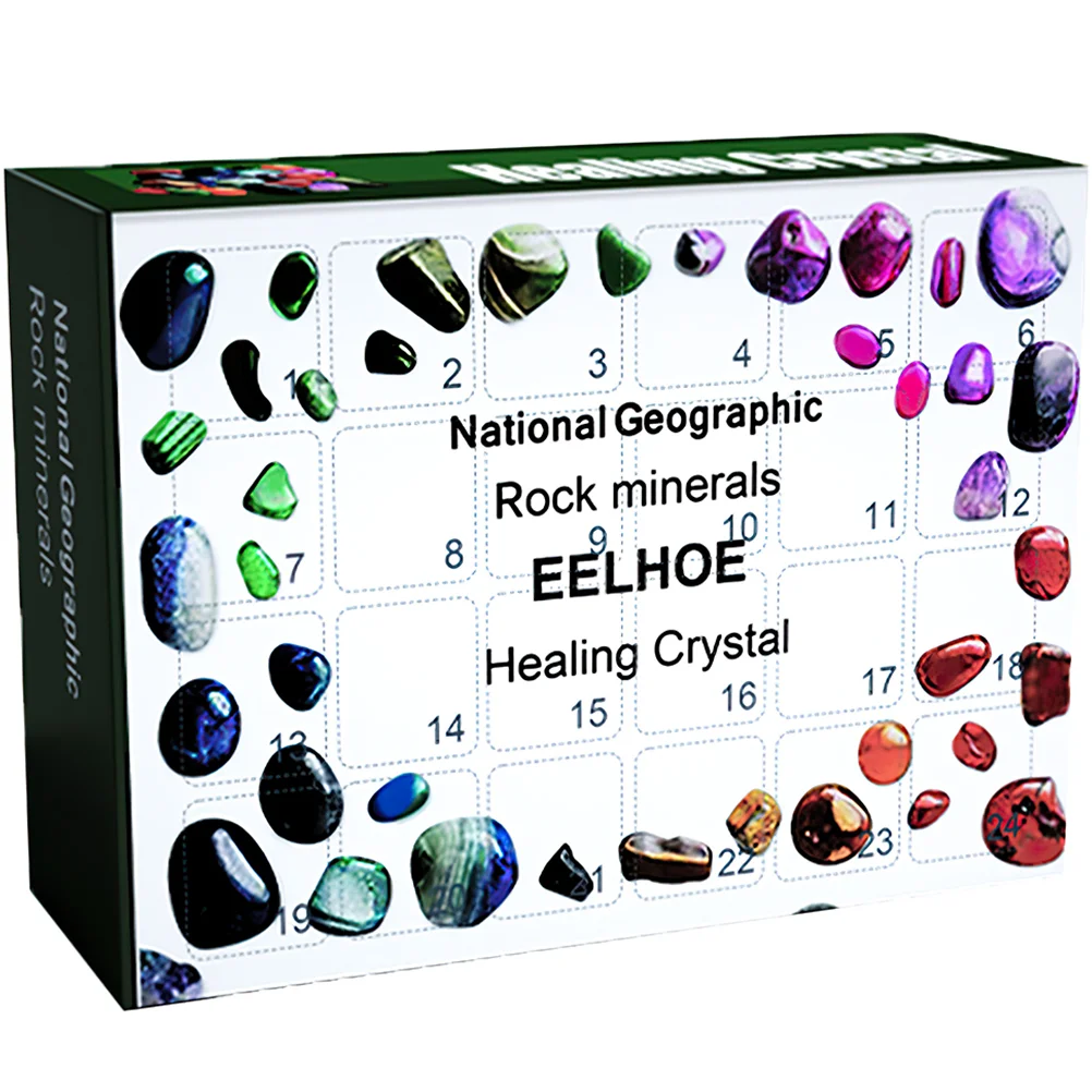 

Advent Christmas Calendar Stone Stones Mineraldecorative Ornament Gift Kids Crystal Decoration Countdown Countingrock Gemstone