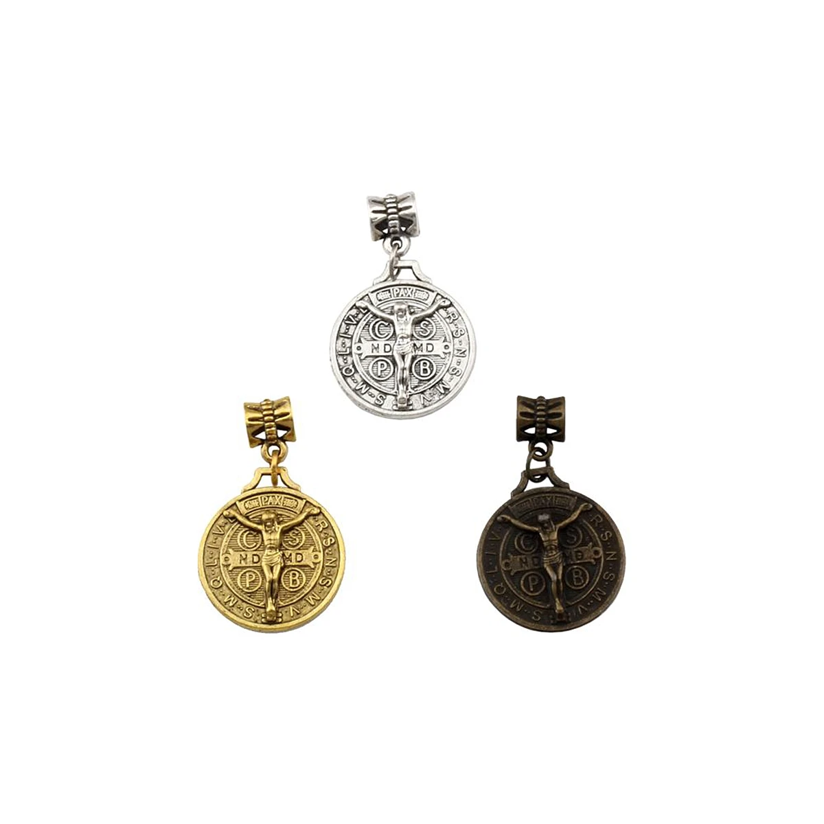 

30Pcs Dangle Saint Jesus Benedict Nursia Patron Medal Cross Charm Beads Fit Pendant Necklace Jewelry DIY 21.5x35.8mm 3 Color