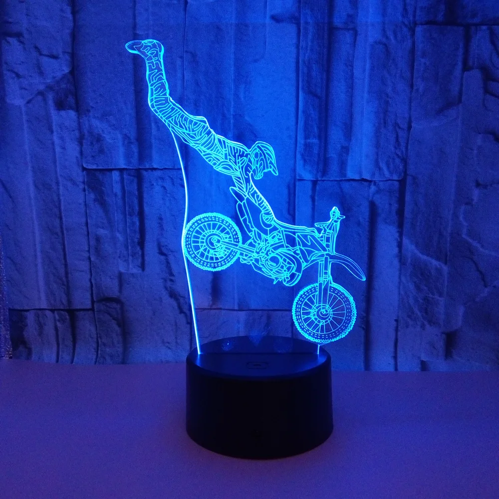 

Night Lights for Kids Motocross Lamp LED 3D Illusion USB Motorbike Bedside Lamp 7 Colors Changing Birthday Gifts for Boys Baby