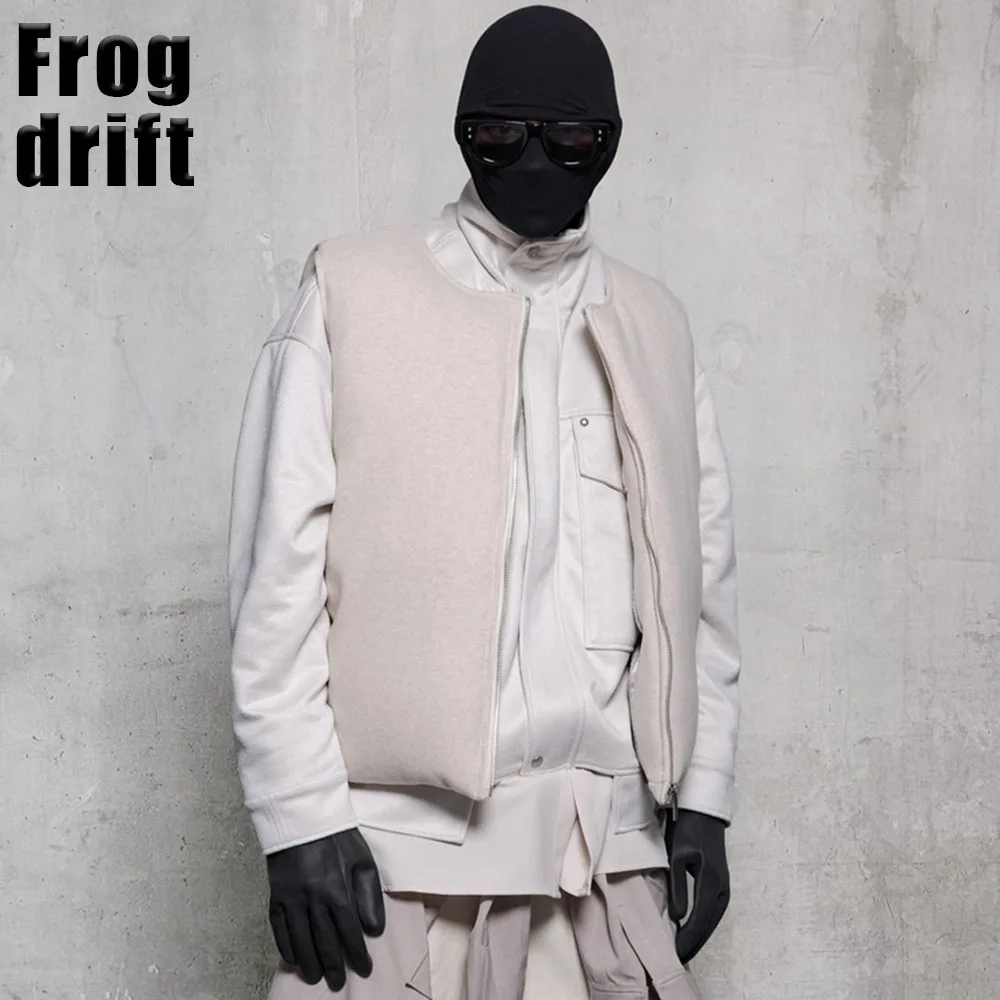 Frog drift New Fashion Brand Streetwear Highstreet ADF Arnodefrance Woolen Clothin Zippered bread jacket vest coat Men