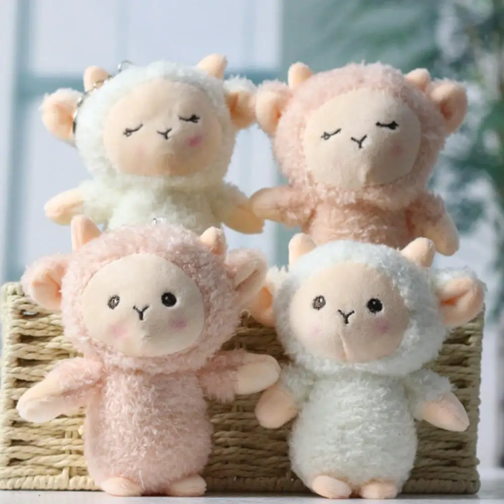 

INS Kawaii Sheep Pendant Plush Keychain Soft Cartoon Squint Sheep Plush Pendant for Ornament Stuffed Doll Girl Pendant Bag Decor
