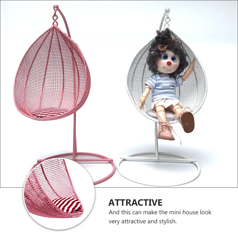

Trinkets Mini House Swing Kids Decor Hammock Miniatures Toy Model Iron Hanging Chair Children Toys Eggs
