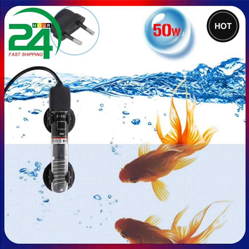 Calentador de agua sumergible para acuario, termostato automático con Control de temperatura, varilla de calentamiento, 25/50W