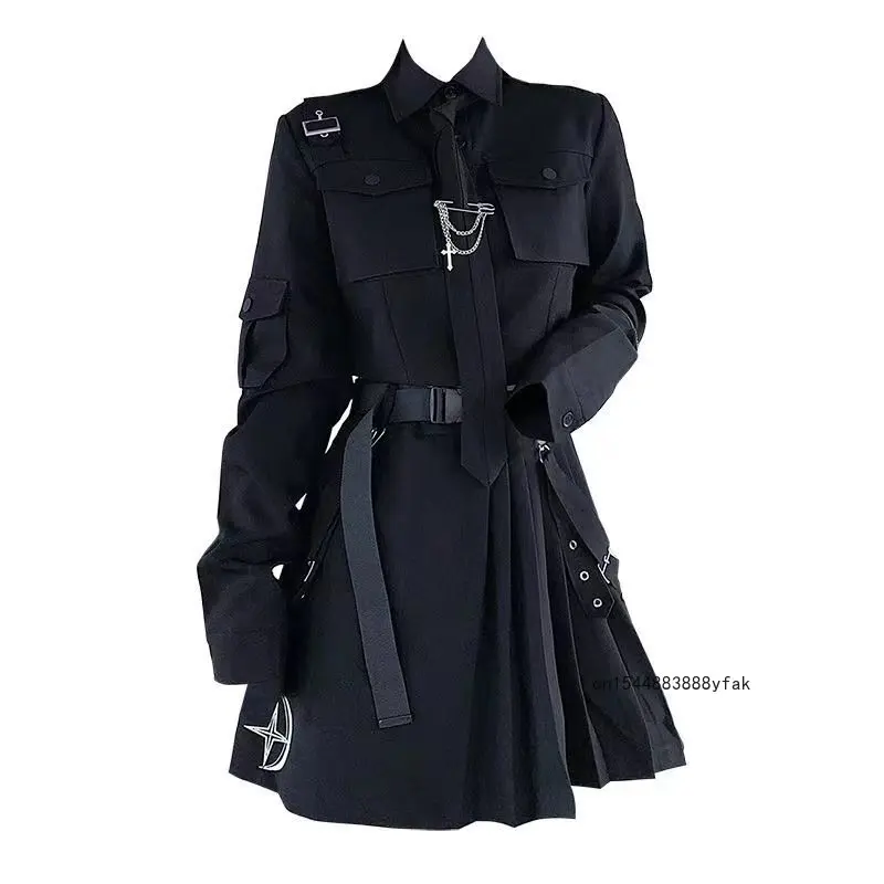 

Женская юбка с лентой и цепочкой, костюм большого размера 4XL из двух предметов в стиле панк, уличная одежда в стиле Харадзюку, юбка из двух предметов в стиле панк, весна-осень 2022