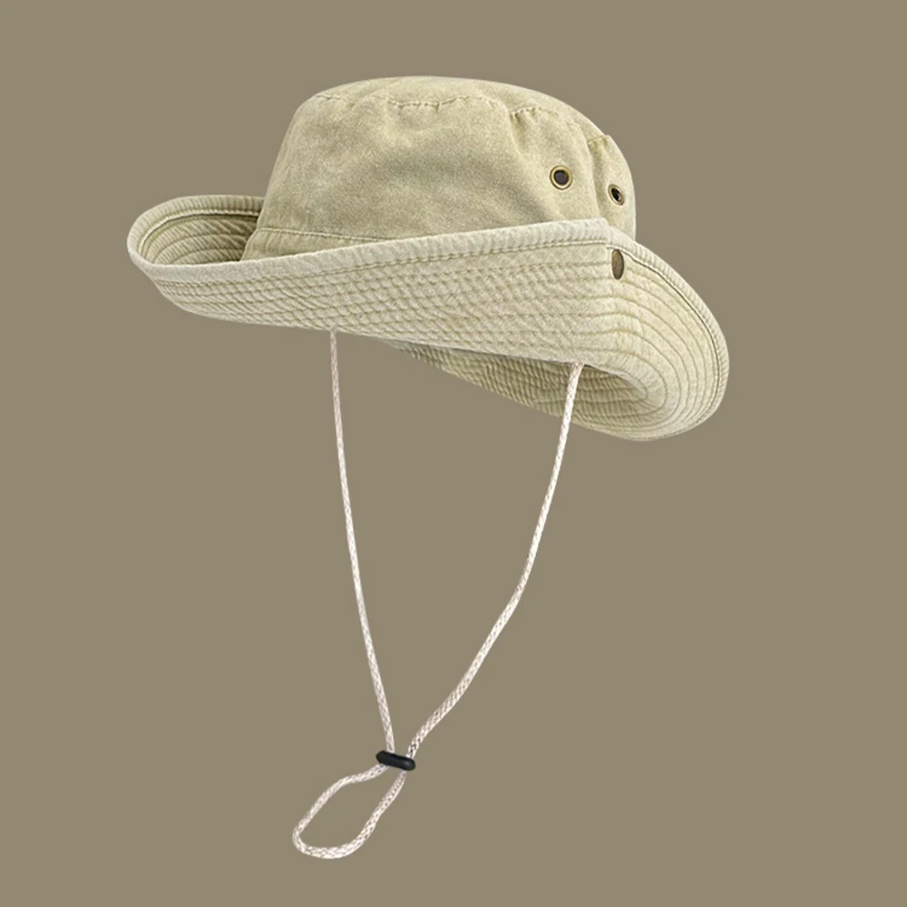 Japanese Fisherman Hat Men's And Women's Fashion Vintage Washed Large Eaves Rolled Edge Spring And Summer Outdoor Cowboy Hiking