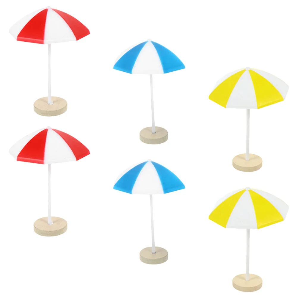 

6pcs Micro Landscape Beach Umbrellas Miniature Beach Umbrella Models Bonsai Decor