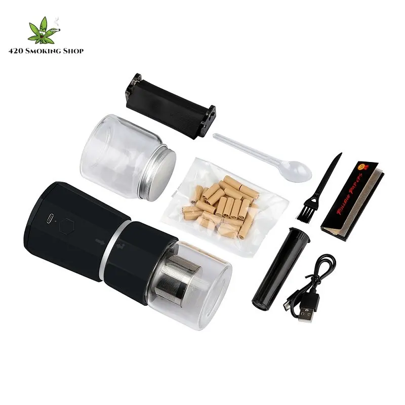 

420 SMOKING LTQ Electric Dry Herb Tobacco Grinder with Storage Jar 1100mah Battery Type-C USB Charger Smoking Accessories