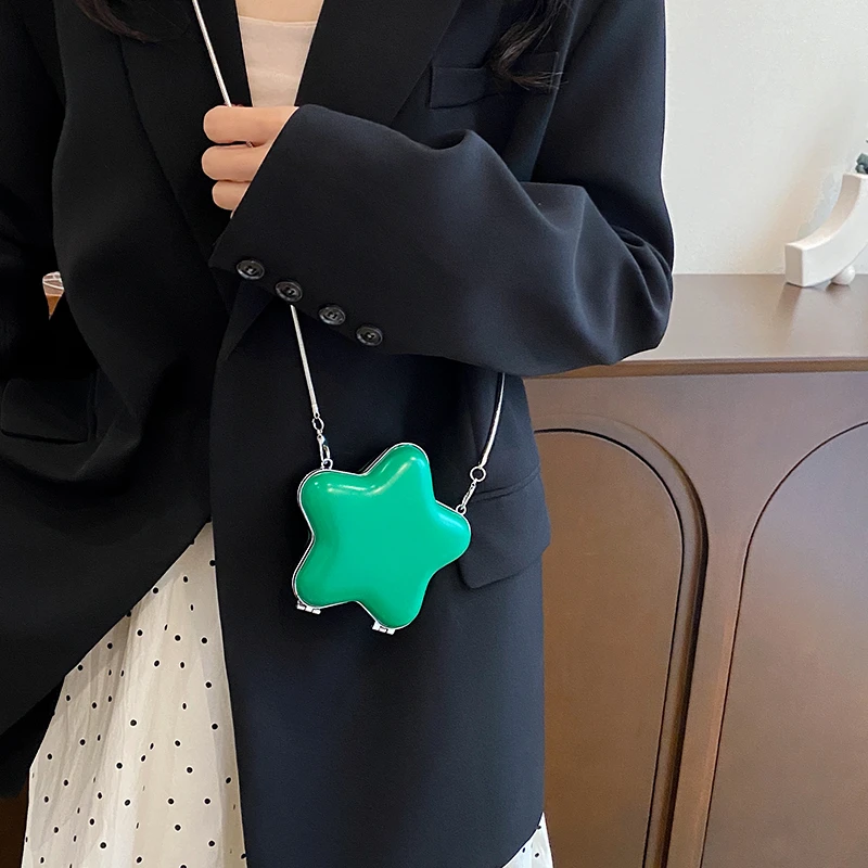 Однотонные сумки через плечо из искусственной кожи в форме звезды компактные