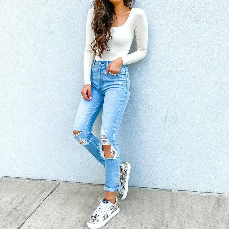 

Straight jeans women's high waist show thin 2023 new dark blue