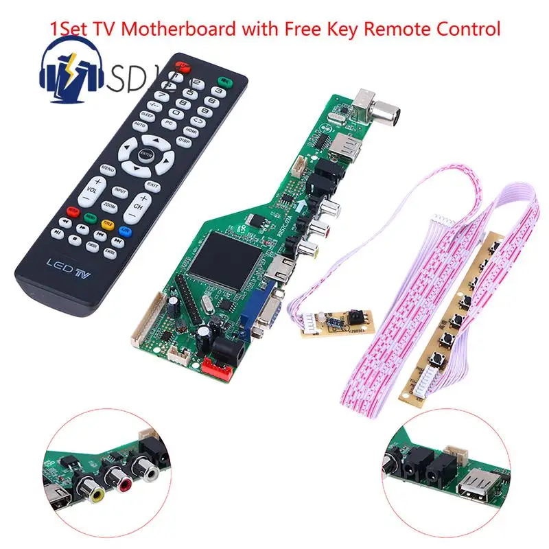 

1Set LCD TV Motherboard Drive Board RR52C.03A Supports DVB-T DVB-T2 with Free Key Remote Control