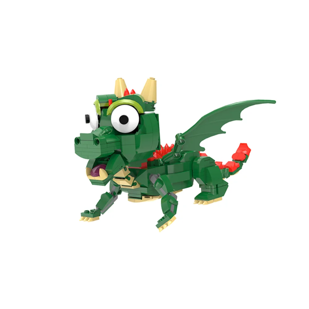 

MOC Cute Children Figure Toy Green Flying Dragon Building Block Kit Dinosaur Monster Brick Model DIY Assemble Construction Toy