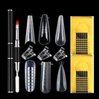 Двойная форма для быстрого наращивания пальцев, форма для строительства с зажимами, верхняя форма для геля для ногтей с кисточкой для ногтей, верхние формы