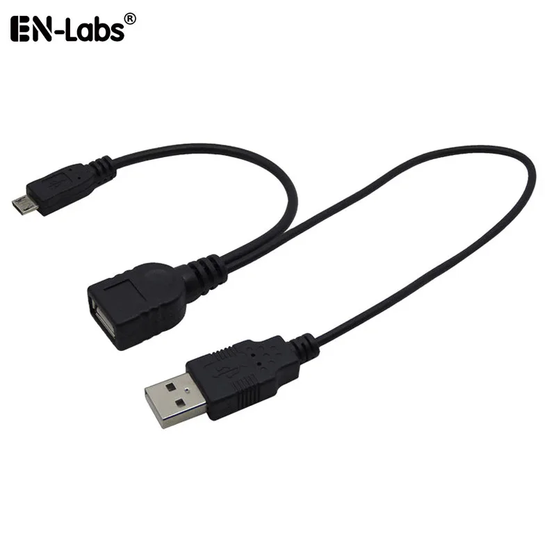 Cable adaptador micro-b USB 2,0 OTG, convertidor con Cable de alimentación Y...
