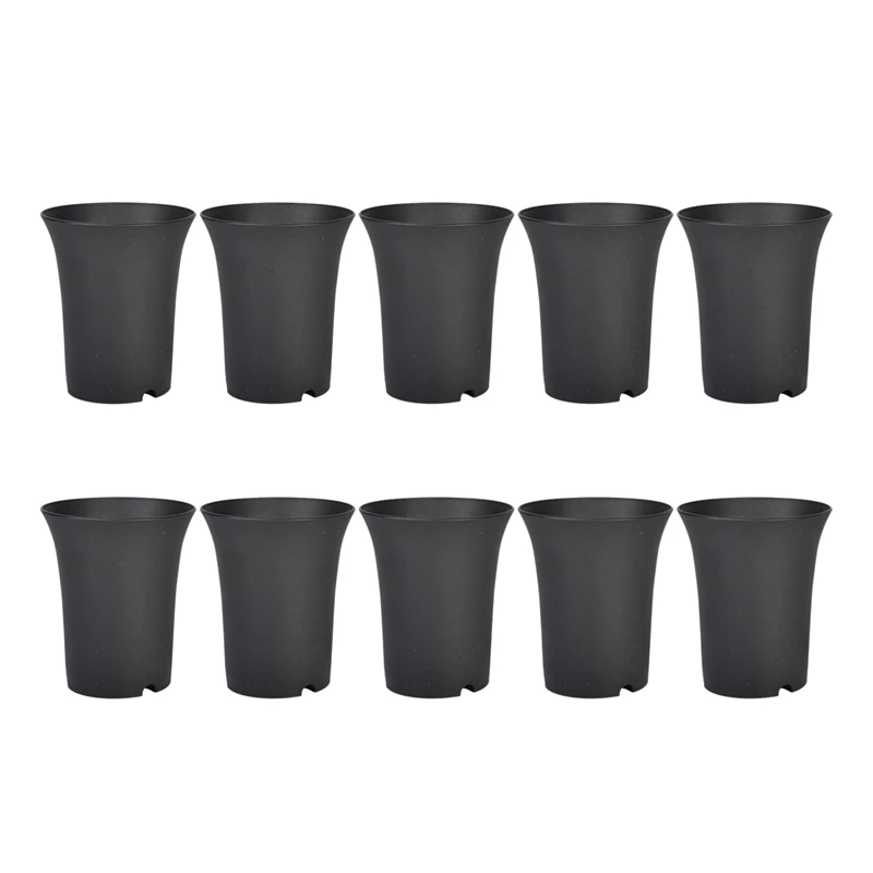 

10Pcsblack Round Flower Pots High Waist Deep Pots Are Perfect For Indoor And Outdoor Plants, Seeds, Vegetables