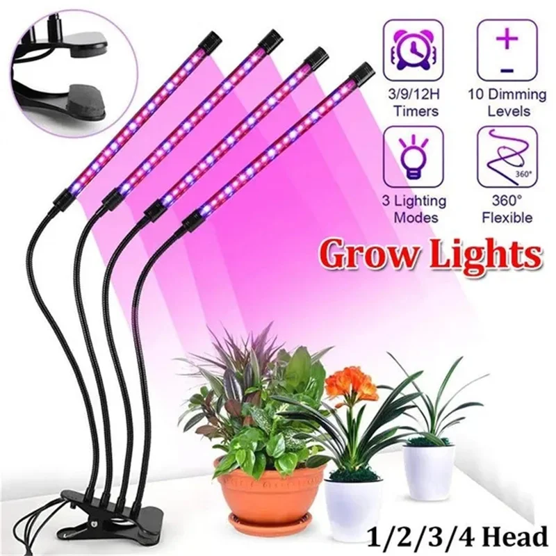 

USB LED Plant Grow Light Indoor Garden 10 Dimmable Levels Grow Light Full Spectrum Timer Setting Hydroponic Greenhouse 3H/9H/12H