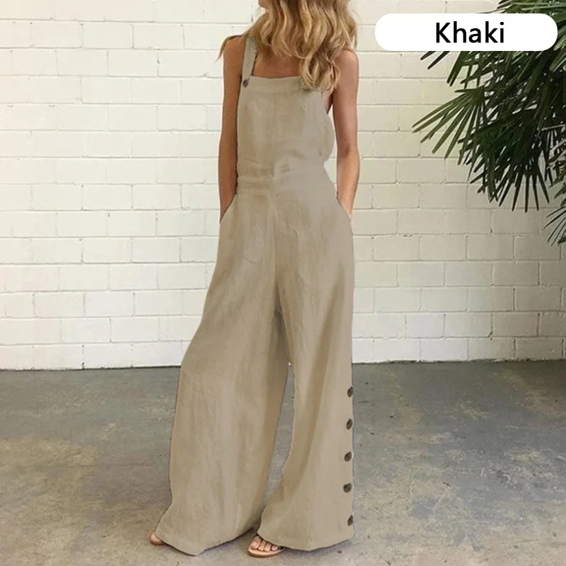 Spring Vintage Casual Solid Wide Leg Pants Suspenders Overalls 2023 Summer Fashion Womens Harajuku Oversized Jumpsuits Rompers