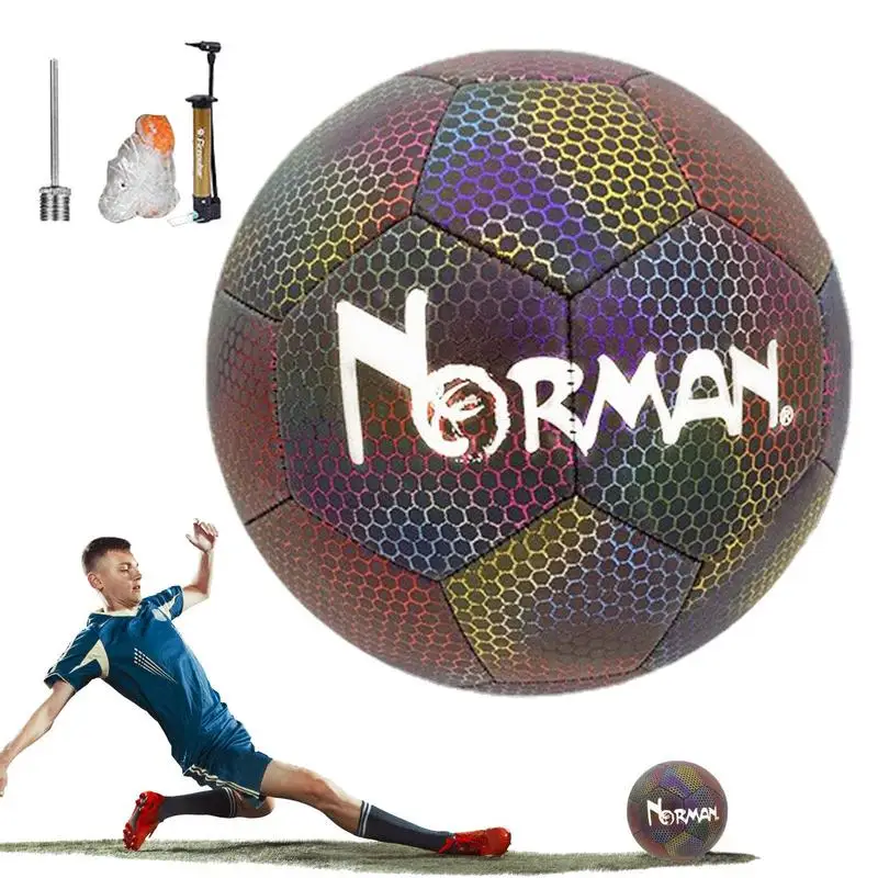 

Night Time Soccer Ball Size 4/5 Reflective Colorful Luminous Football Ball For Student Teenagers Outdoor Team Training