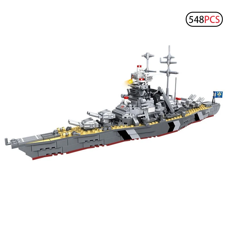 

Germany WW2 Warships Series Building Blocks Battleship Bismarck Model Bricks World War II Military Soldier Weapon Toys Kids Gift