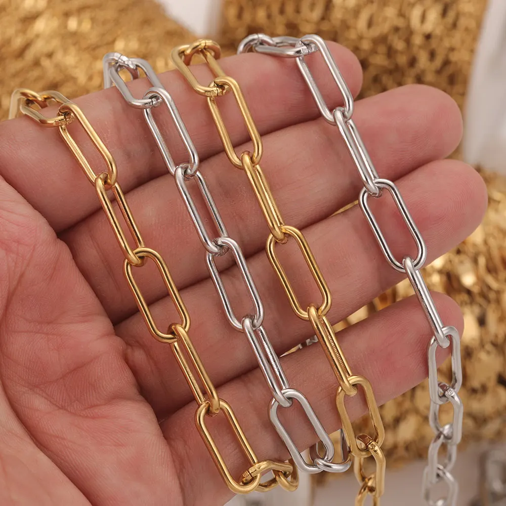 Позолоченный роликовый кабель из нержавеющей стали, цепь в стиле хип-хоп и панк для самостоятельного изготовления ожерелий, ювелирных изделий, длина 1 метр, 7 мм