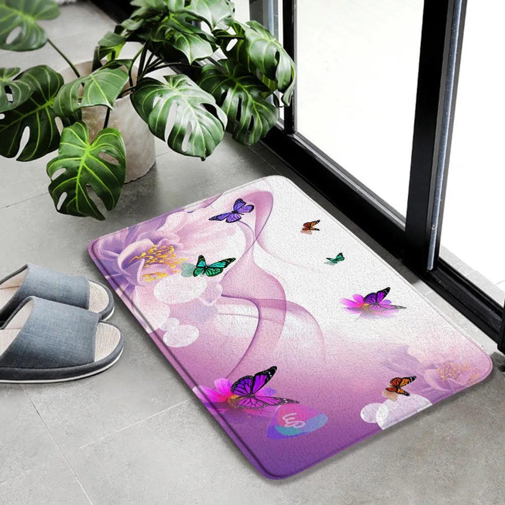 

Богемный акварельный Цветочный Коврик для ванной ручная роспись цветочная ткань украшение дома из полиэстера Противоскользящий дверной коврик для туалета коврики для ванной комнаты