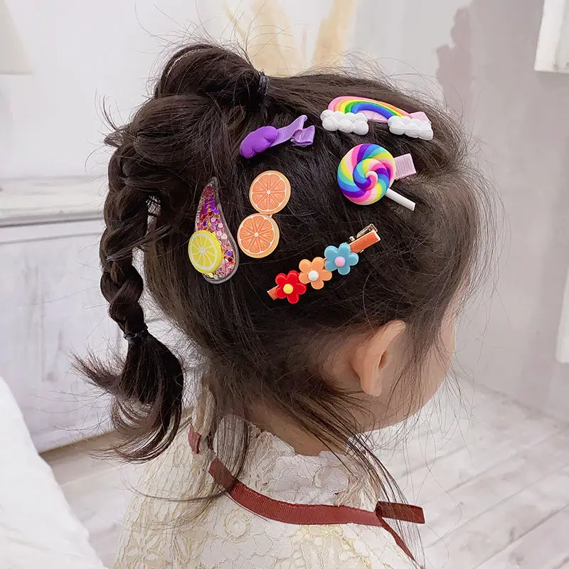 28Pcs Cartoon hairpin Korean princess headdress girl little girl broken hair BB hairpin cute baby hair accessories...