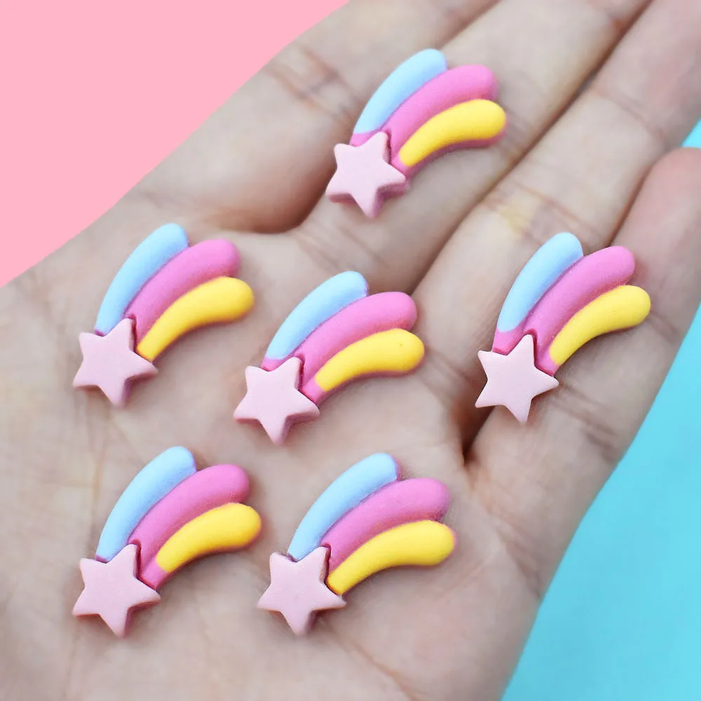 

30/50PCS Cute Rainbow Stars Resin Charm Flatback Cabochons DIY Crafts Mobile Phone Shell Decor Materials Hairpin Accessorise