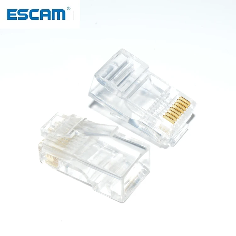 

ESCAM 100 шт. Кристалл 8Pin RJ45 Модуль вилка RJ-45 Ethernet кабель сетевой разъем адаптер для Cat5 Cat5e Rj 45 вилки