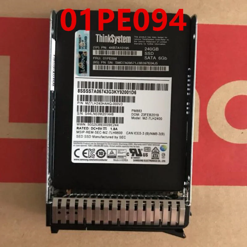 

Original Almost New Solid State Drive For LENOVO SR550 SR650 480GB 2.5" SATA SSD For 01PE094 4XB7A10195