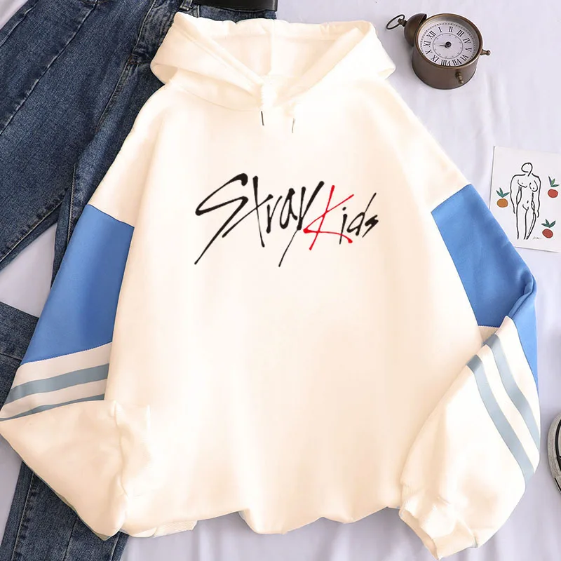 

New Harajuku Korean Style KPOP Straykids Stray Kids Album Women Hoodies Sweatshirts Long Sleeve Patchwork Hooded Tops Pullovers