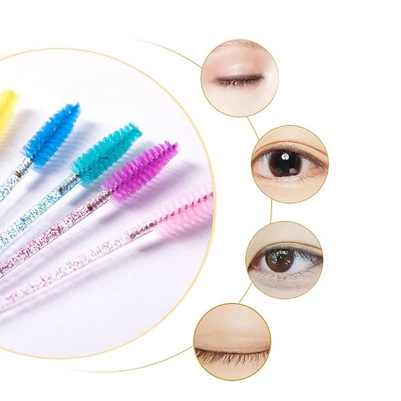 

5pcs Big Diamond Lash Brush Disposable Eyelash Brush Spoolie Mascara Wand In Tube