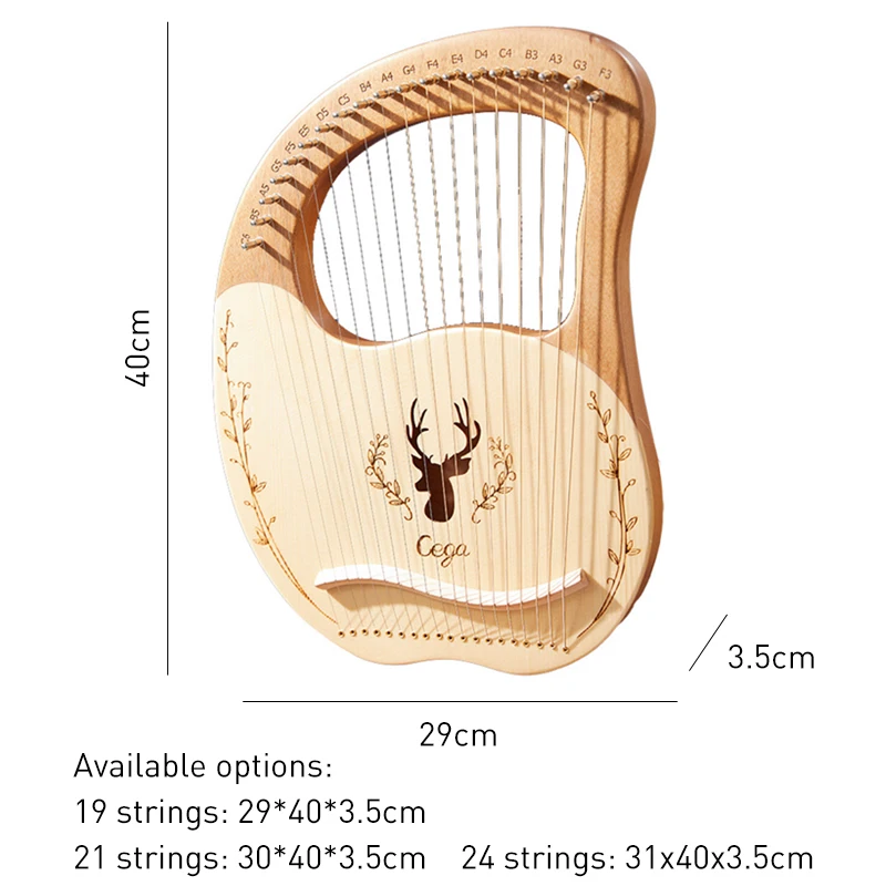 Small Harp Easy To Learn Portable 19/21/24 String Wooden Lyre Piano Niche Musical Instrument With Accessories For Beginners enlarge