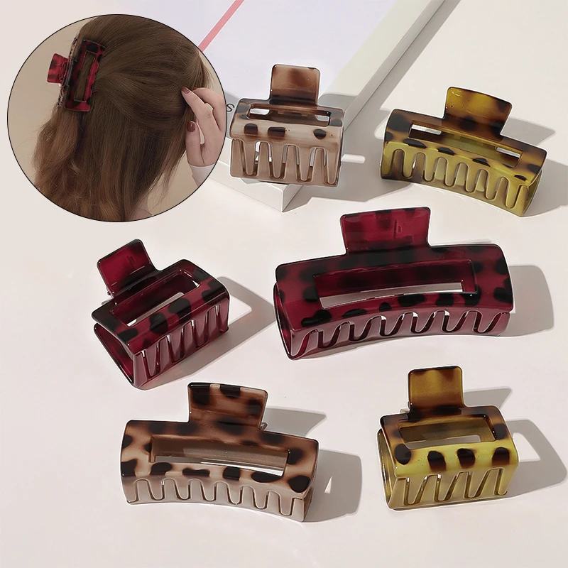 

Korean Version Ladies hair accessories hair clips leopard print disc all-match Vintage Hair Clip Spray Paint Geometric Hair Clip